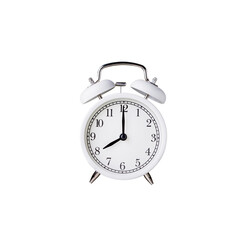 Alarm clock isolated on white background. Time concept.
