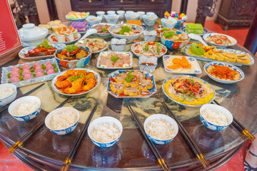Traditional cuisine at Tet holiday of Center Vietnam family