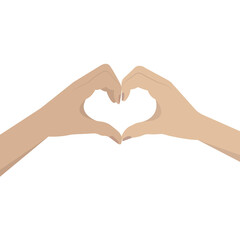 Obraz premium Hands folded in a heart. Vector illustration for Valentine's Day.