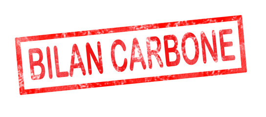 Carbon footprint in French translation writing in red ink pad