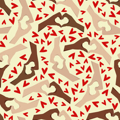 Hands folded in a heart. Vector seamless pattern for Valentine's Day.