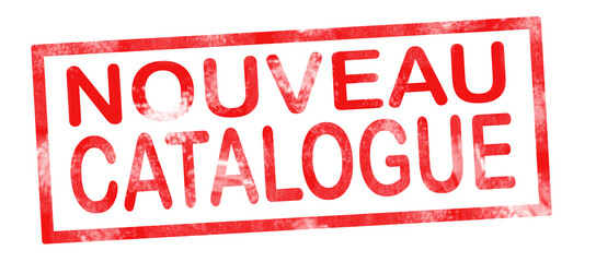 New catalog in French translation writing in red ink pad