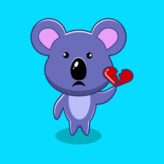 koala cute character  with broken heart vector 