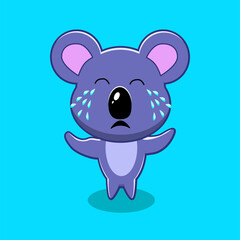 koala cute character with cry expression vector