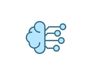 Line Machine learning icon isolated on white background. Outline symbol for website design, mobile application, ui. Electronics pictogram. Vector illustration, editorial stroсk. 