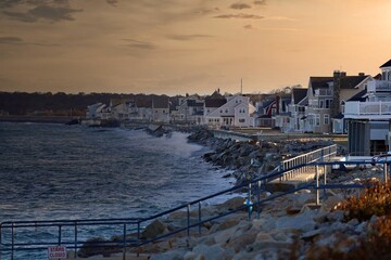 sunset in the city of coastal city