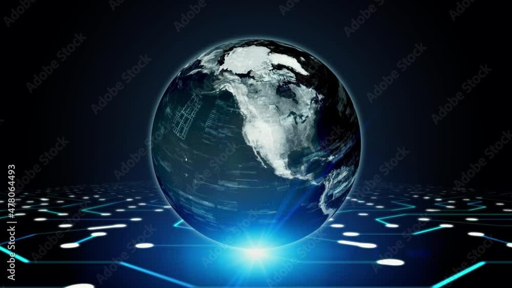 Poster earth and electronic circuits. global network.