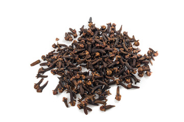 Dried cloves on a white background