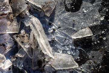 Broken ice on the frosty day