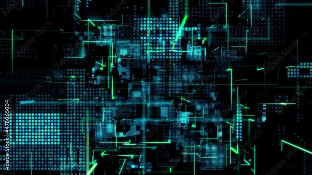 Poster Rays of light passing through cyberspace. Communication network concept.