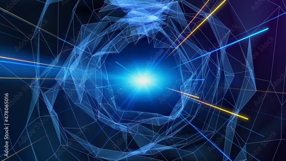 Poster rays of light passing through cyberspace. communication network concept.