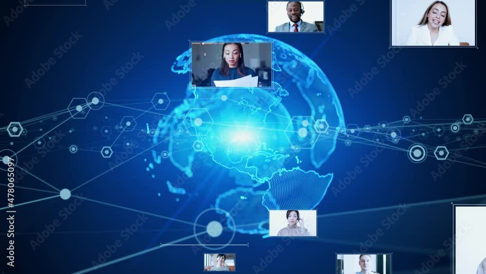 Poster Global communication network concept. International coverage.  Video distribution.