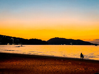 Sunset view in Patong beach in Phuket Province, Thailand