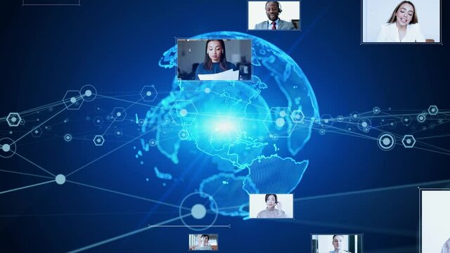 Global communication network concept. International coverage.  Video distribution.