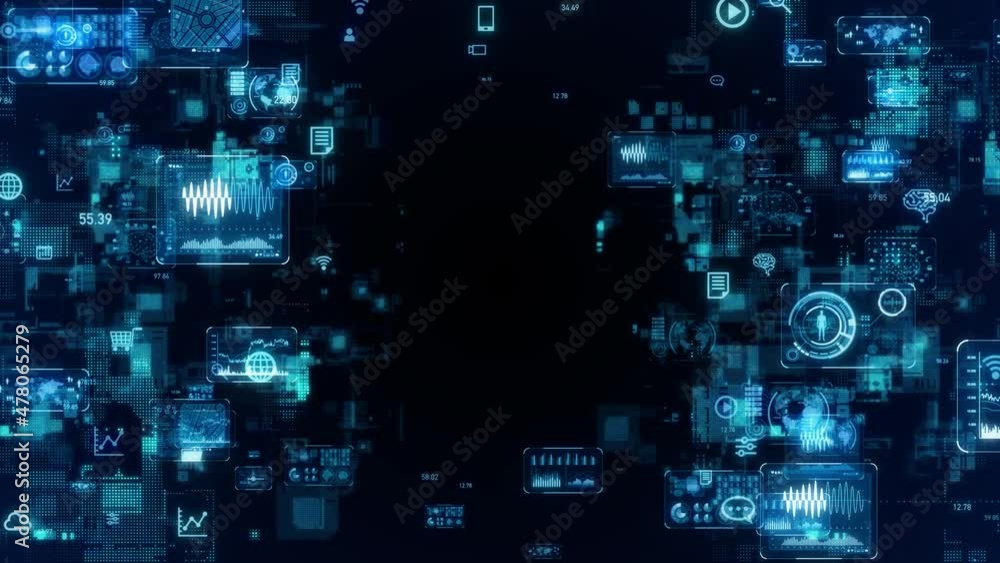 Poster Electronic circuits in cyberspace. Communication network concept. Digital transformation.