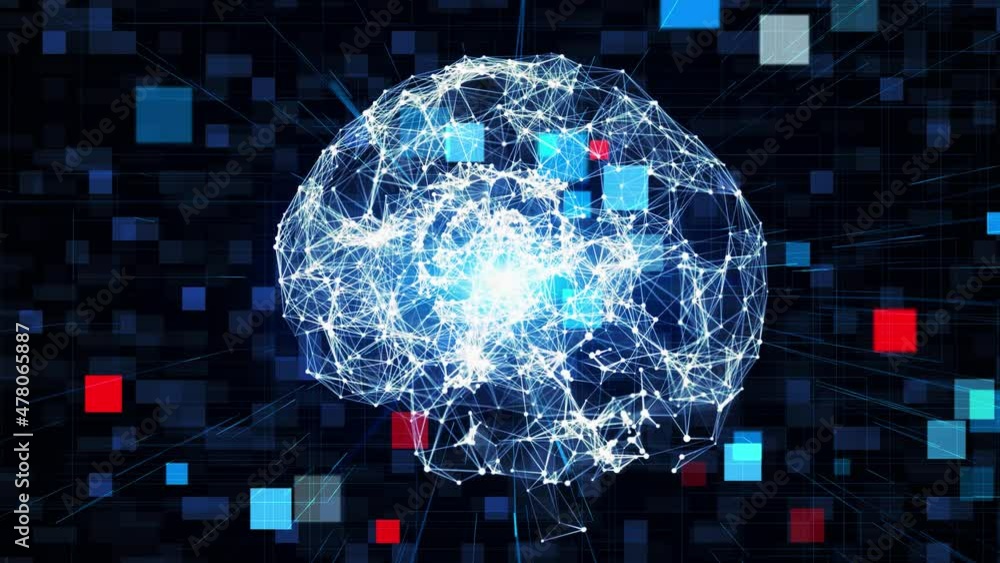 Aufkleber AI (Artificial Intelligence) concept. Deep learning. Electronic circuit.