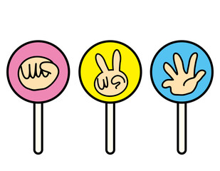 じゃんけん　ハンドサイン  ベクターイラスト