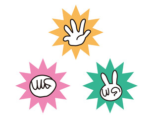 じゃんけん　ハンドサイン  ベクターイラスト