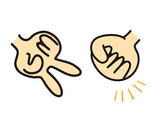じゃんけん　ハンドサイン  ベクターイラスト