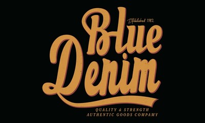 Blue Denim supply Original College Vintage varsity vector tee shirt graphics and grunge artwork	