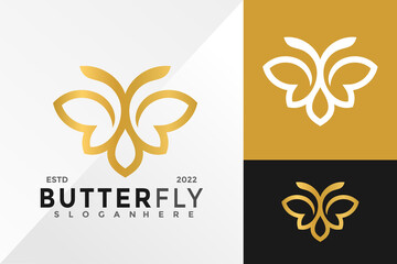 Fototapeta na wymiar Golden Butterfly Logo Design Vector illustration template