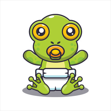 Cute baby frog. Cute cartoon animal illustration.