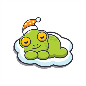 Cute frog sleep. Cute cartoon animal illustration. Cute cartoon animal illustration.