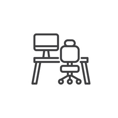 Office workplace line icon