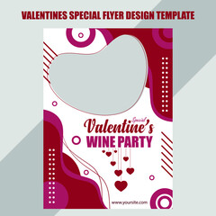 Valentines Special Wine Party Flyer Design Template