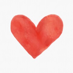 バレンタインシーズンなどにも使える、シンプルな赤いハートの水彩イラスト素材　デジタル水彩