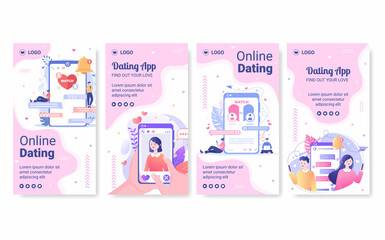 Dating App For a Love Match Stories Template Flat Design Illustration Editable of Square Background Suitable to Social Media or Valentine Greetings Card