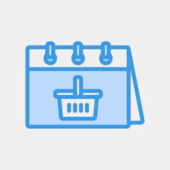 Shopping day icon vector illustration in blue style about calendar and date, use for website mobile app presentation