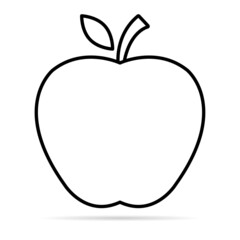 Apple icon with shadow, healthy raw symbol, foot sweet fruit, vector illustration design, eco diet