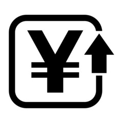 Cost symbol yuan increase icon. Income vector symbol image isolated on background