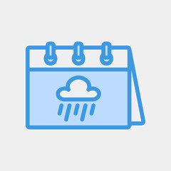 Rainy icon vector illustration in blue style about calendar and date, use for website mobile app presentation