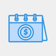 Payment icon vector illustration in blue style about calendar and date, use for website mobile app presentation