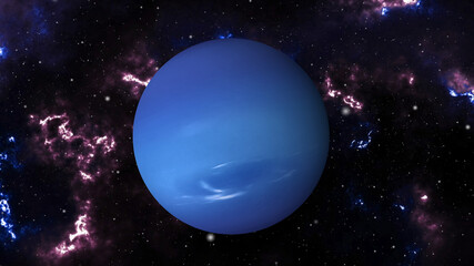 Naklejka premium Neptune rotating on outer space 4K Planet of Neptune. Neptune loop