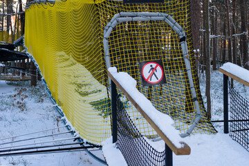 Closed climbing park in winter time