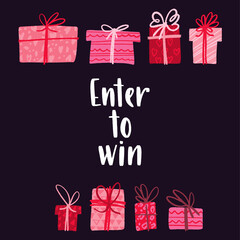 Decorative template with lettering and love backdrop for social media contests and special offers.