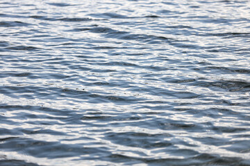 Close-up water reflection texture, pattern, with small waves.