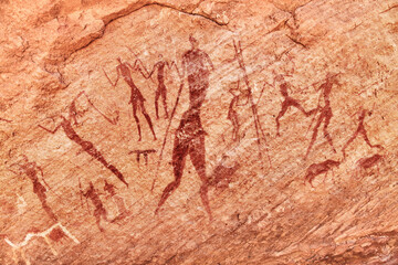Rock paintings in Sahara Desert, Algeria - 478072265