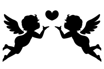 恋のキューピット　シルエットイラスト17