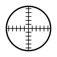 Black line icon in scope or crosshair shape