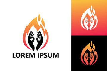 Hands fire logo template design vector