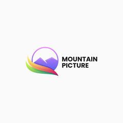 Vector Logo Illustration Mountain Gradient Colorful Style.