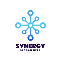 Vector Logo Illustration Synergy Gradient Line Art Style.