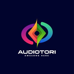 Vector Logo Illustration Auditory Gradient Colorful Style.