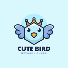Vector Logo Illustration Cute Bird Simple Mascot Style.