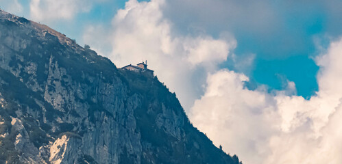 Beautiful alpine summer view with a far view of the famous Kehlsteinhaus, or eagle´s nest, at the...