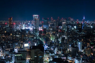 Fototapeta na wymiar 東京都 恵比寿ガーデンプレイスタワーからの夜景 渋谷方面